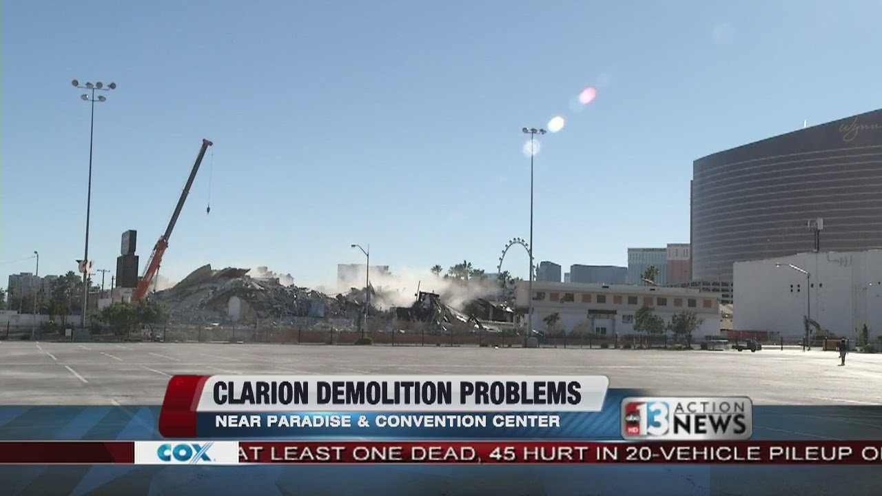 Clarion hotel-casino demolition in Las Vegas complete - YouTube